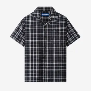 College Days Flannel Camp Collar - Black Grey