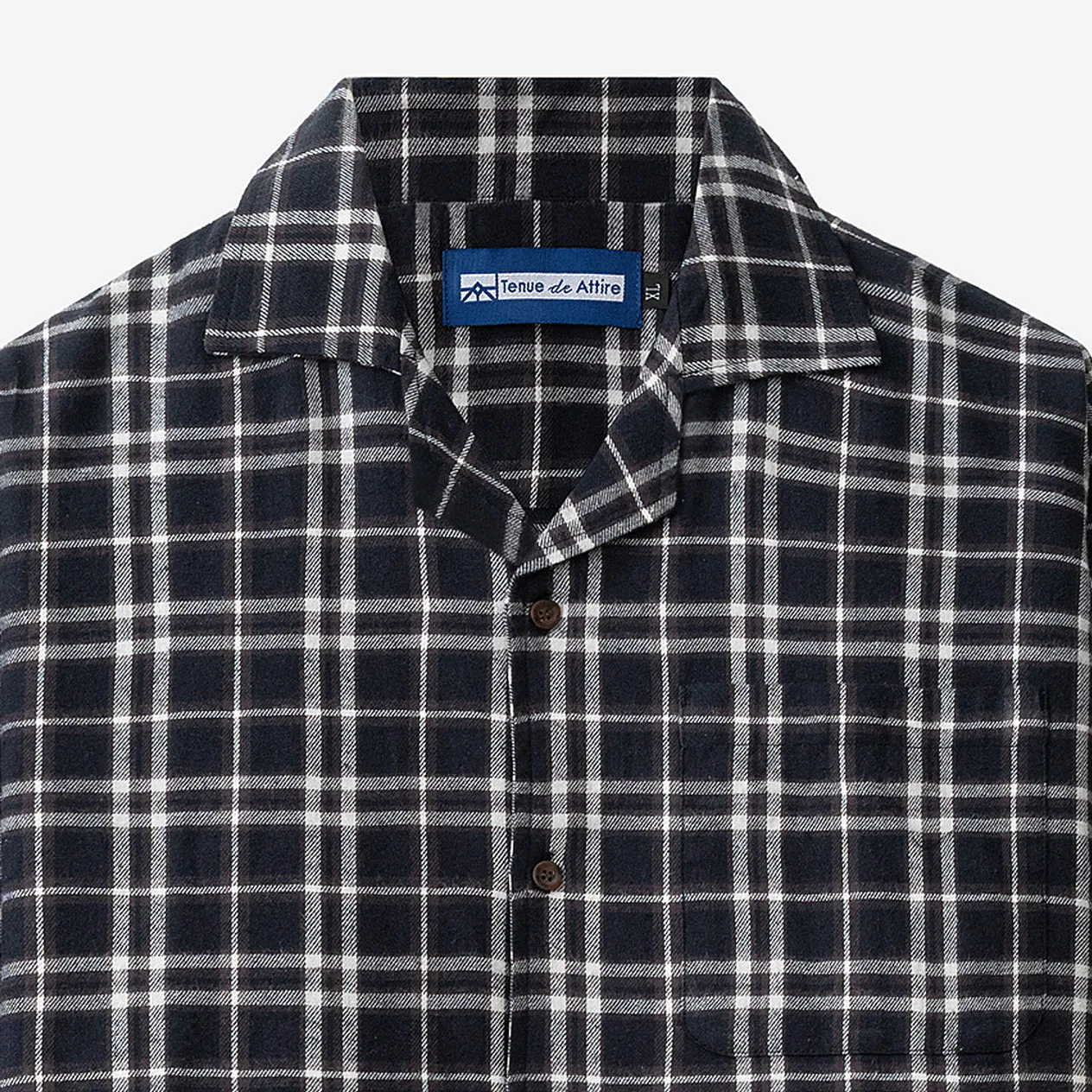 College Days Flannel Camp Collar - Black Grey