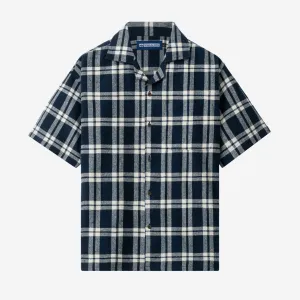 College Days Flannel Camp Collar - Black White Lines