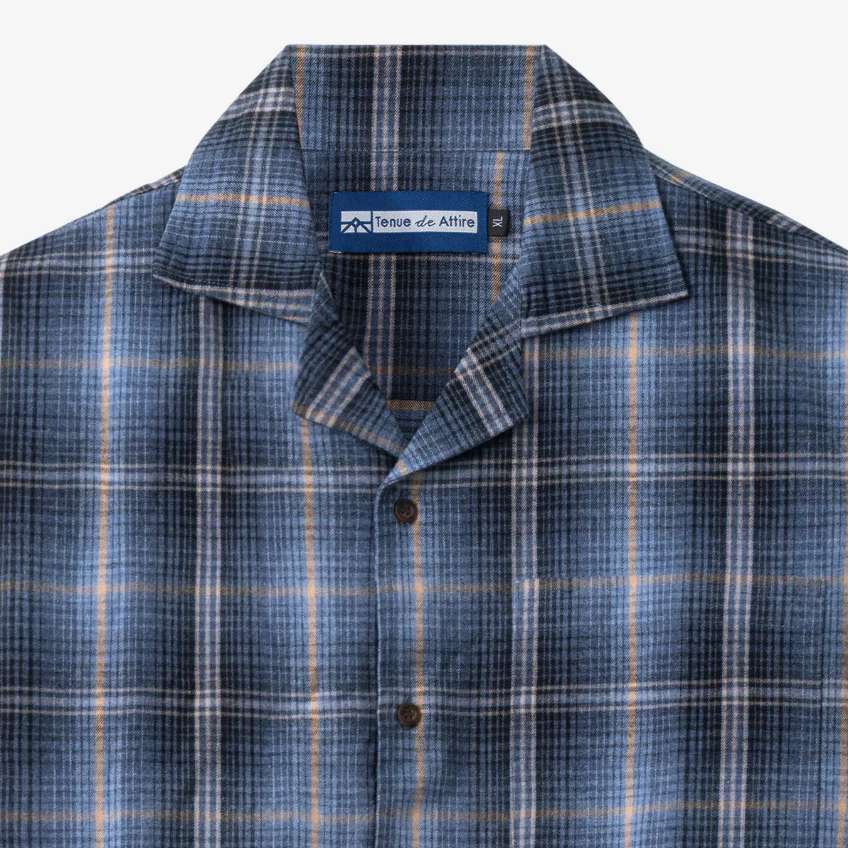 College Days Flannel Camp Collar - Blue Grey