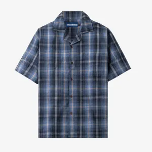 College Days Flannel Camp Collar - Blue Grey
