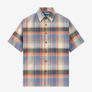 College Days II Short Sleeve Flannel - Blue Orange