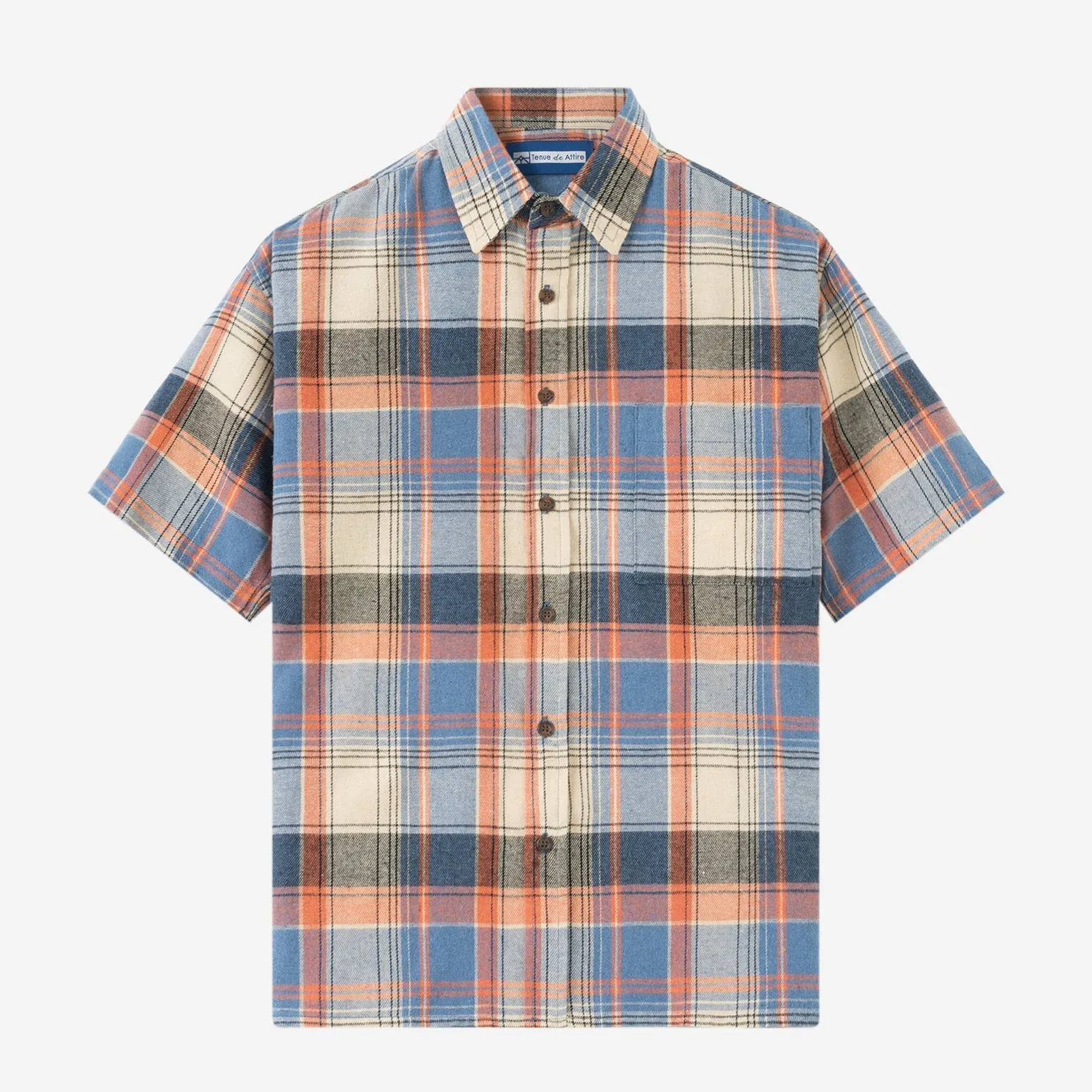 College Days II Short Sleeve Flannel - Blue Orange