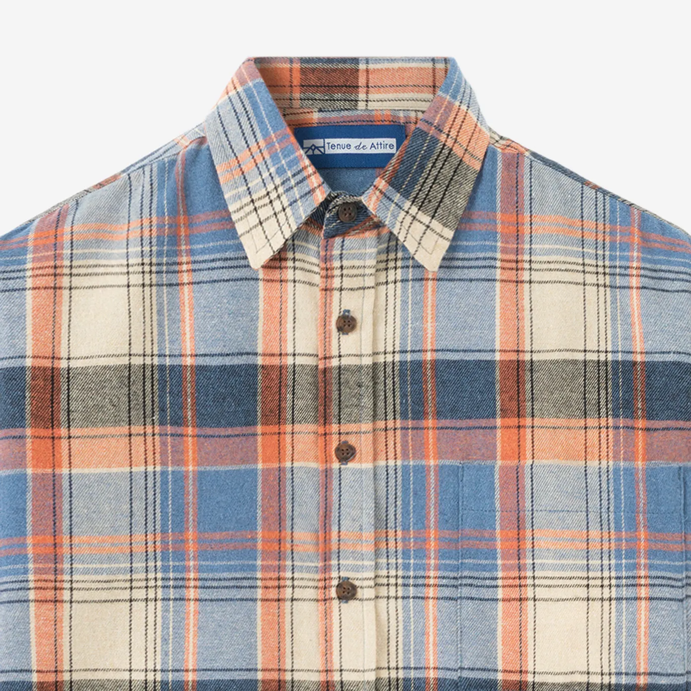 College Days II Short Sleeve Flannel - Blue Orange