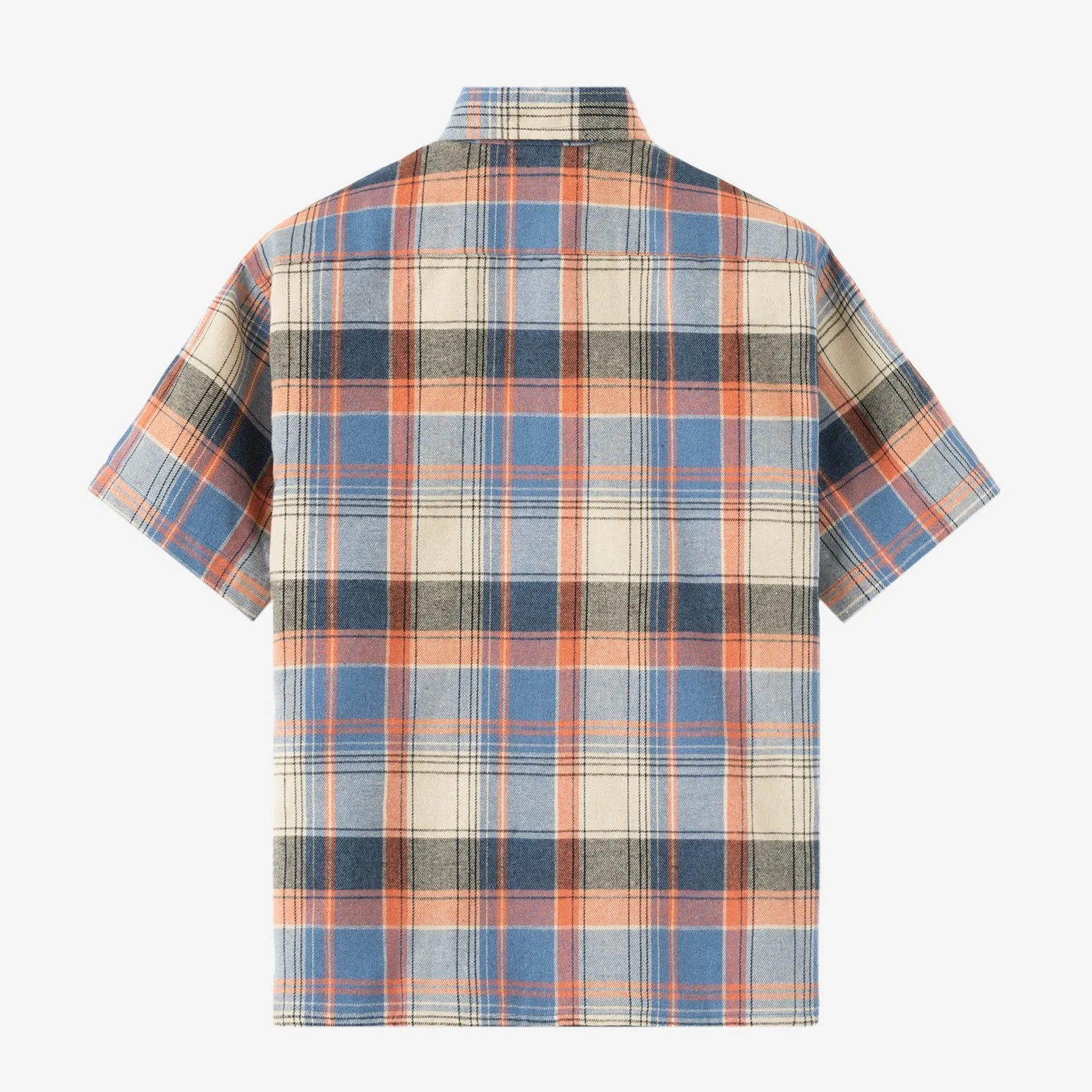 College Days II Short Sleeve Flannel - Blue Orange