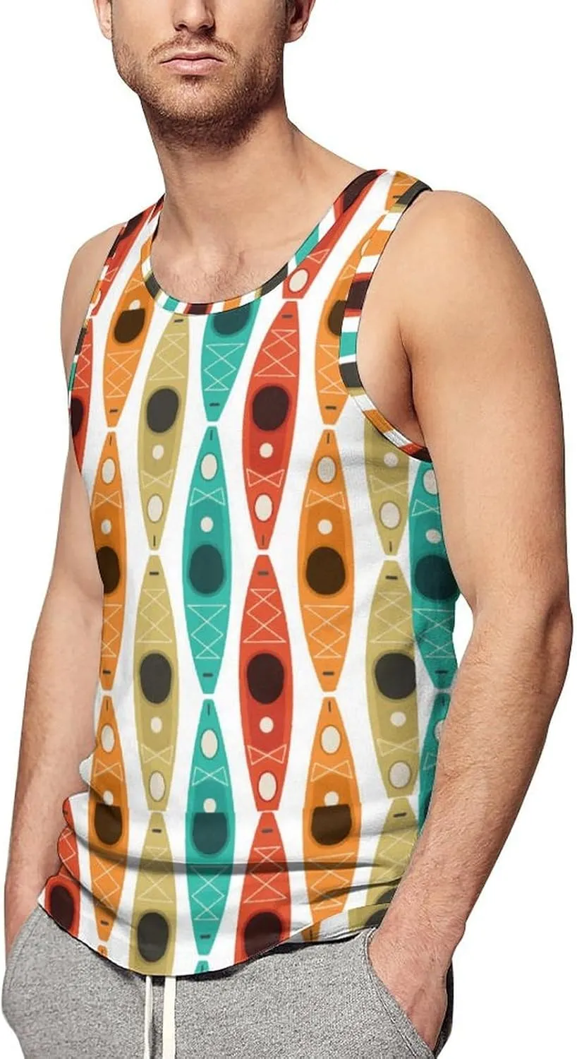 Colored Kayaking Men's Tank Tops Summer Sleeveless T-Shirts Gym Workout Tee Casual Beach Tee