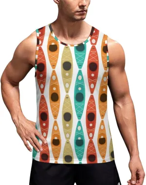 Colored Kayaking Men's Tank Tops Summer Sleeveless T-Shirts Gym Workout Tee Casual Beach Tee