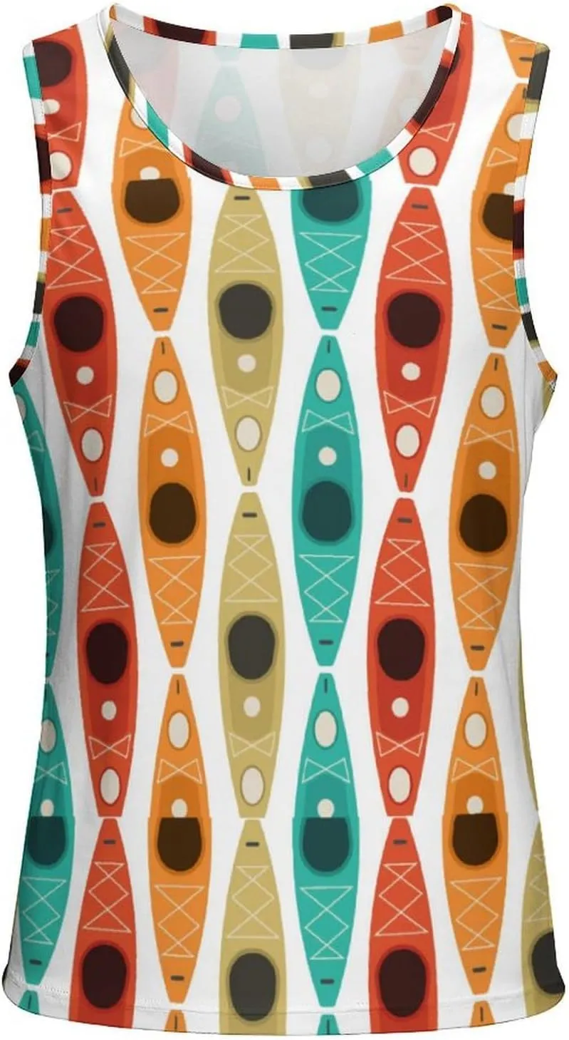 Colored Kayaking Men's Tank Tops Summer Sleeveless T-Shirts Gym Workout Tee Casual Beach Tee