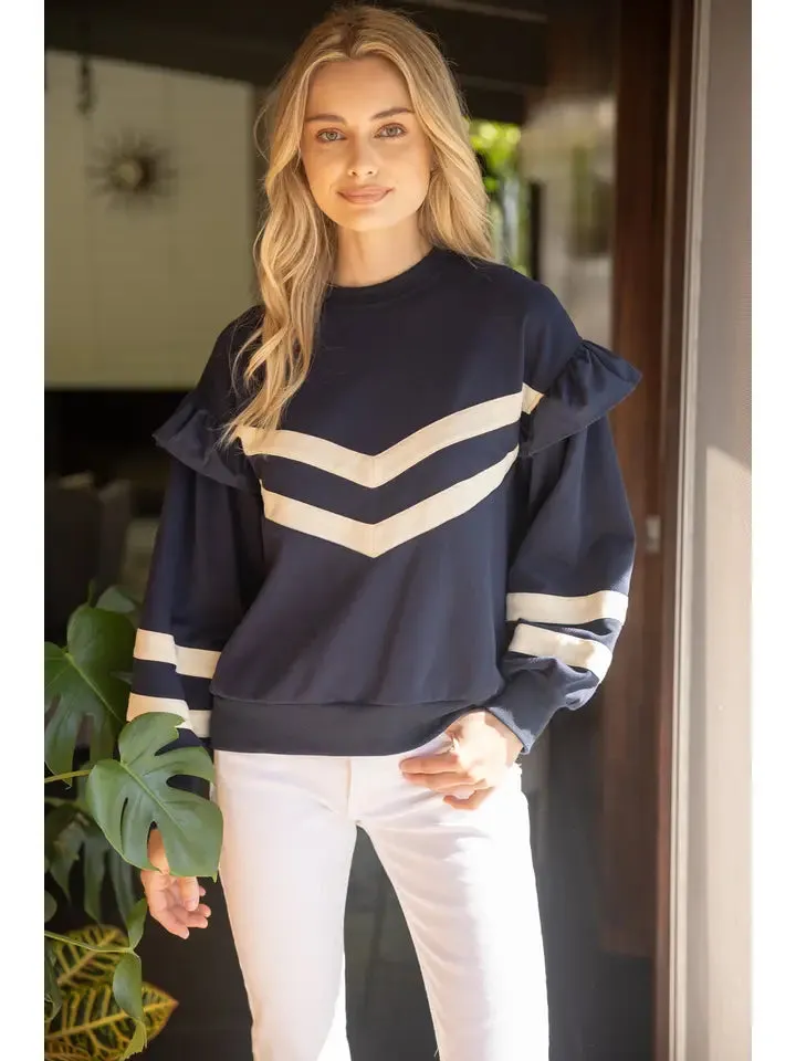 Contrast stripe Long Sleeve Sweatshirt