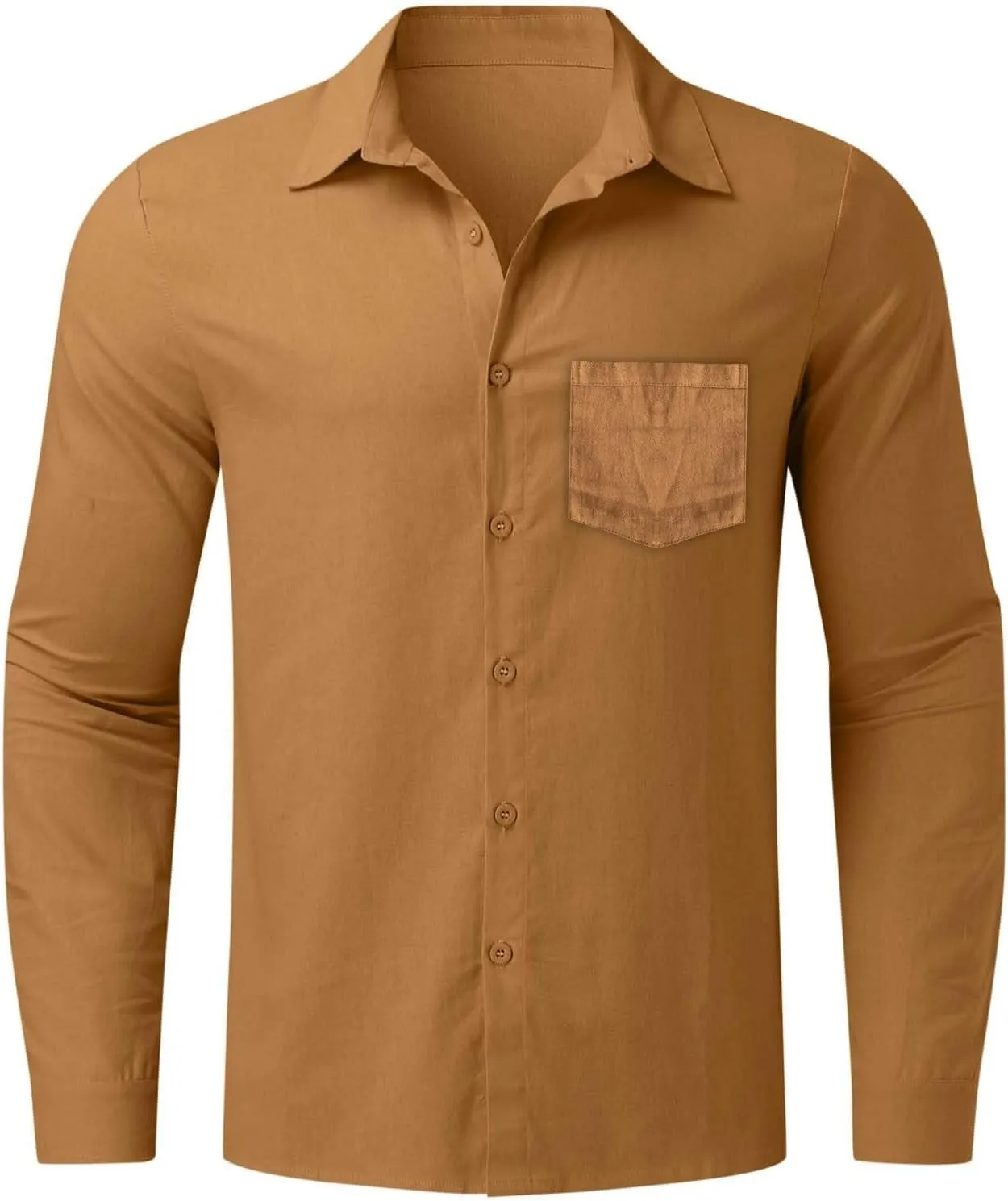 CRNTCEM Mens Button Down Long Sleeve Beach Shirts Casual Regular Fit Cotton Linen Shirts Lightweight Summer Holiday Blouses