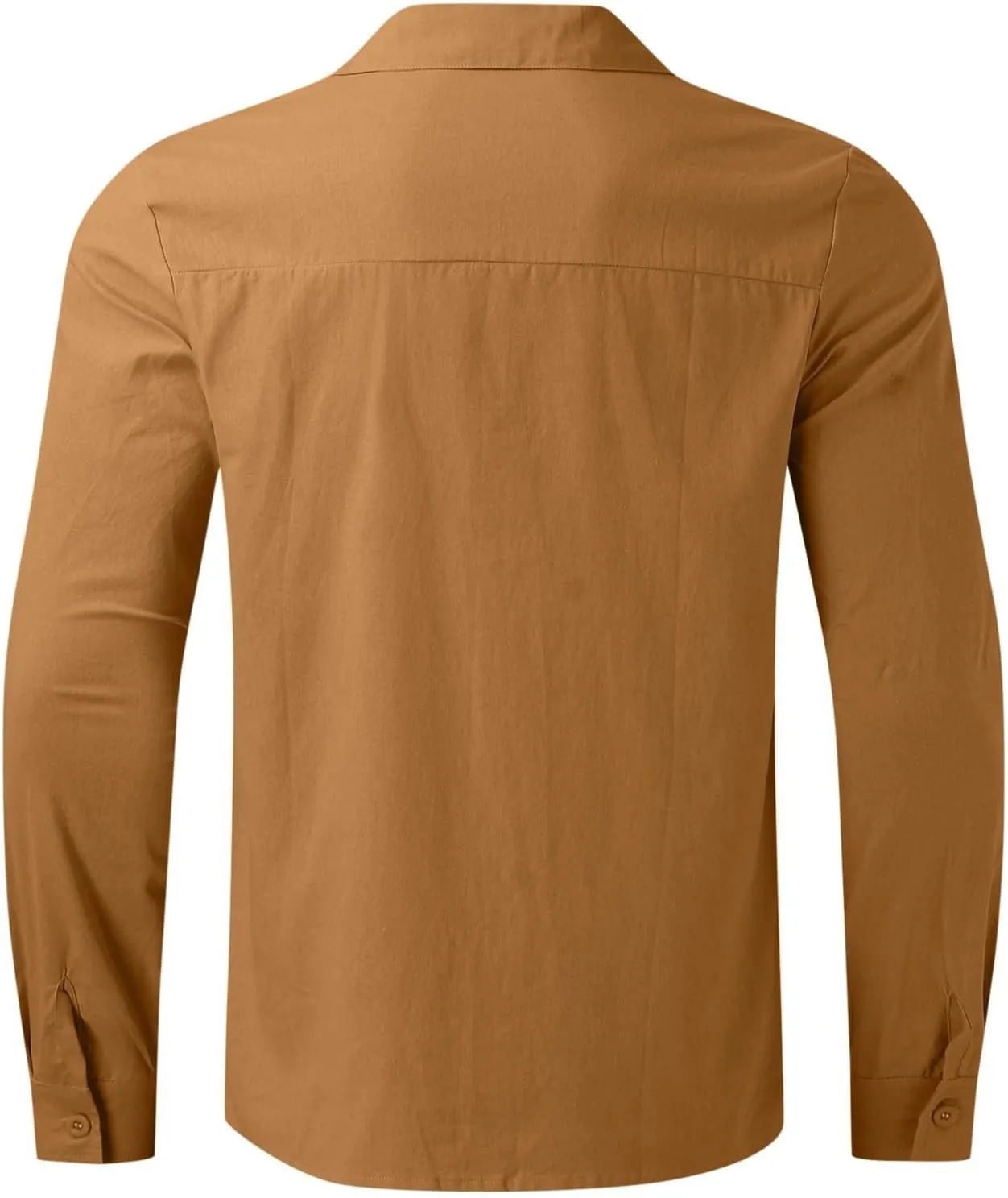 CRNTCEM Mens Button Down Long Sleeve Beach Shirts Casual Regular Fit Cotton Linen Shirts Lightweight Summer Holiday Blouses