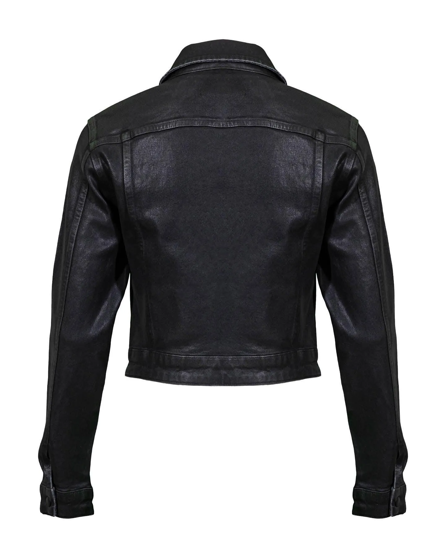 Cropped Coated Denim Jacket