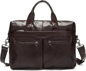Crossbody Bag Men Genuine Leather Laptop Briefcase for Men Stylish Business Tote Shoulder Bag for Documents