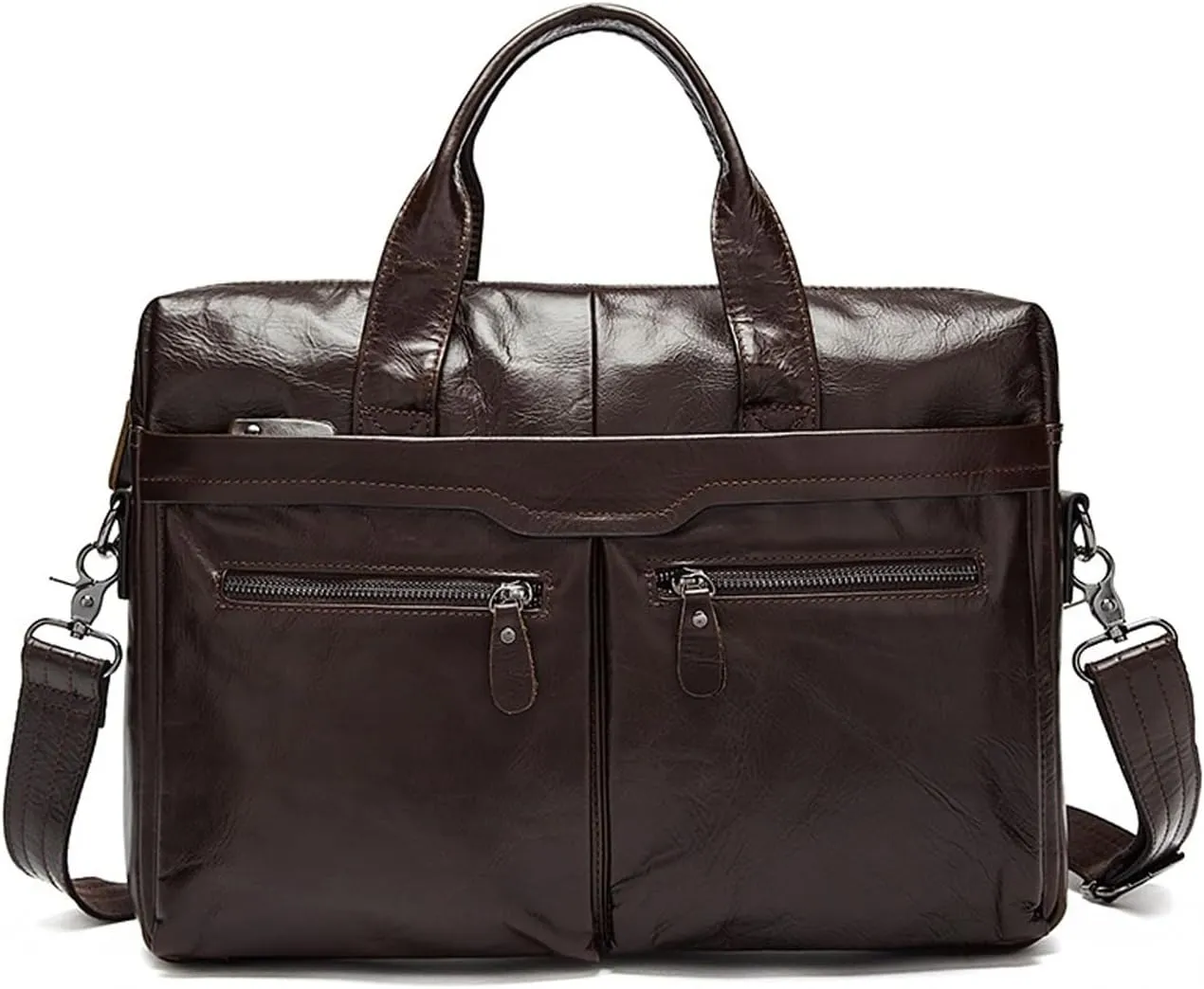 Crossbody Bag Men Genuine Leather Laptop Briefcase for Men Stylish Business Tote Shoulder Bag for Documents