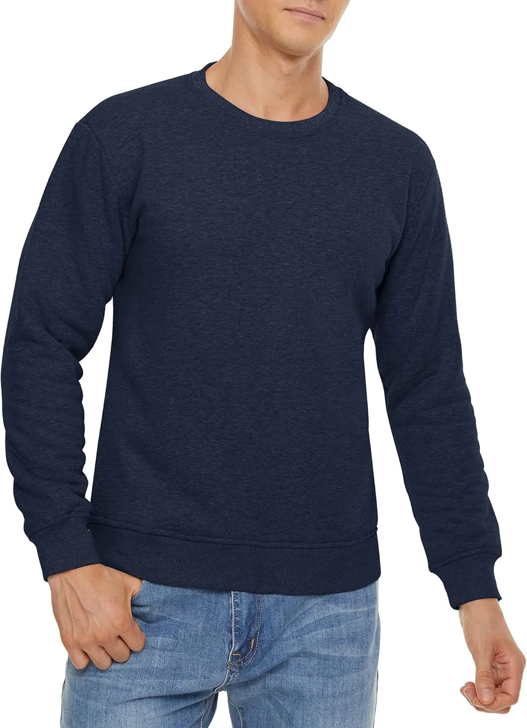 CRYSULLY Men's Sherpa Lined Sweatshirt Fleece Pullover Winter Crewneck Warm Shirts