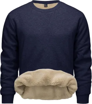 CRYSULLY Men's Sherpa Lined Sweatshirt Fleece Pullover Winter Crewneck Warm Shirts