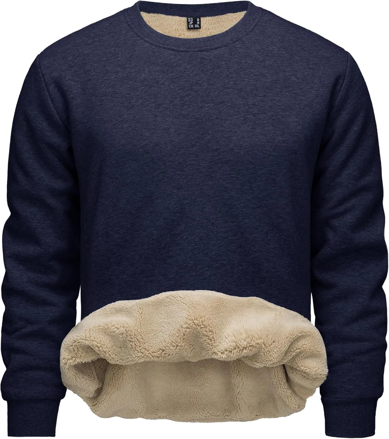 CRYSULLY Men's Sherpa Lined Sweatshirt Fleece Pullover Winter Crewneck Warm Shirts