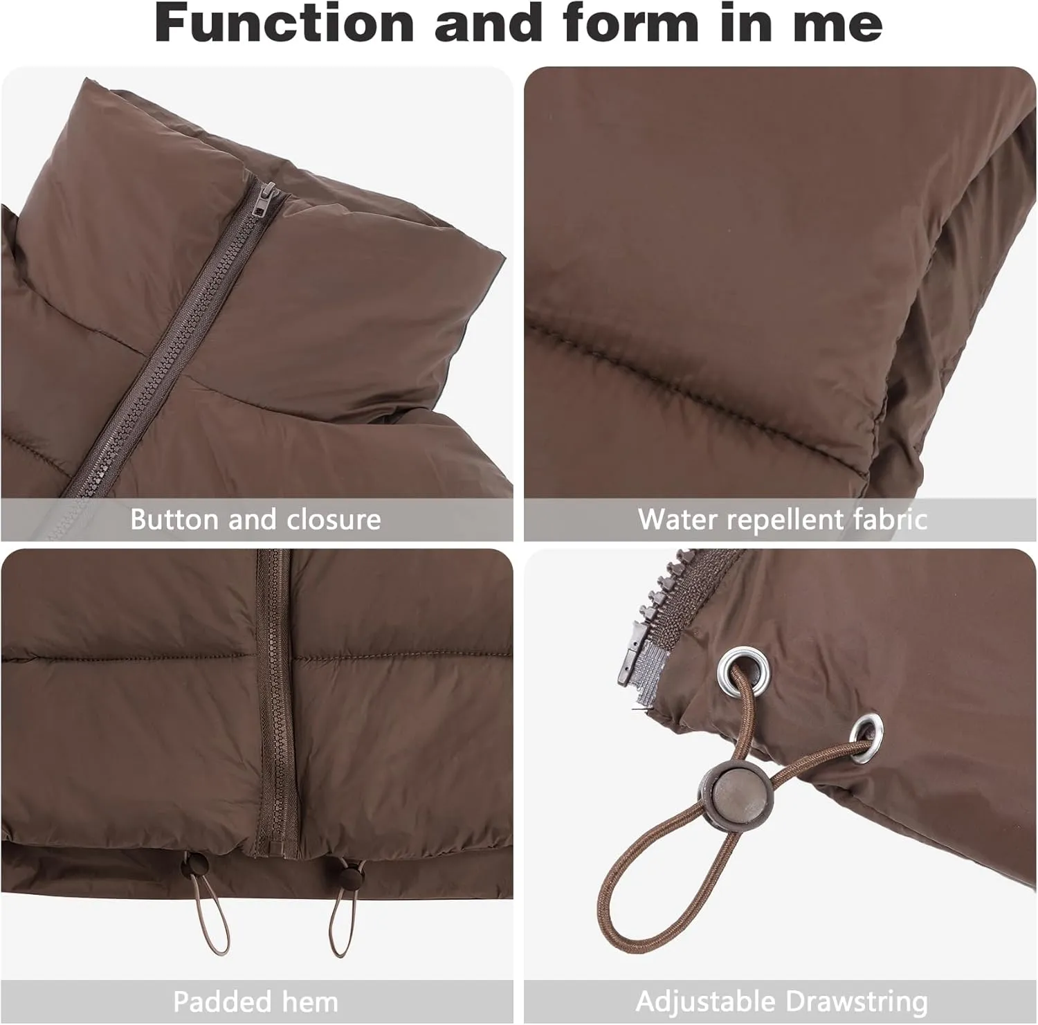 CULACCINO Women's Winter Cropped Puffer Vest Crop Jackets For Women Full Zip Stand Collar Padded Lightweight Outwear Vest