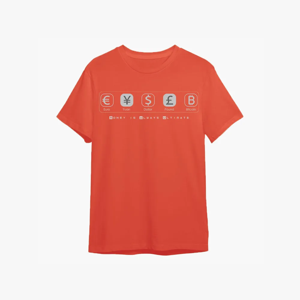 Currency Print - Organic Cotton Printed Regular Fit T-Shirt For Men - Tango