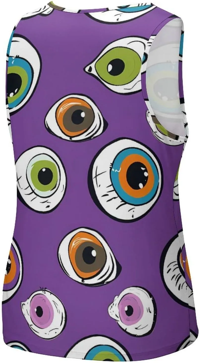 Cute Eyeball Pattern Mens Tank Top Undershirt Sleeveless Gym Vest Workout T-Shirts
