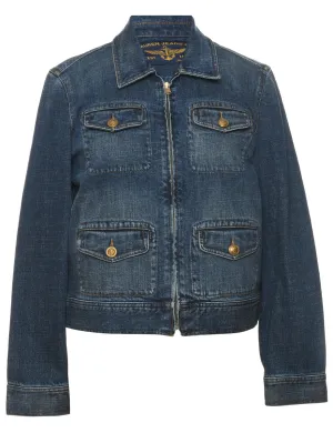 Dark Wash 1990s Zip-Front Denim Jacket - L