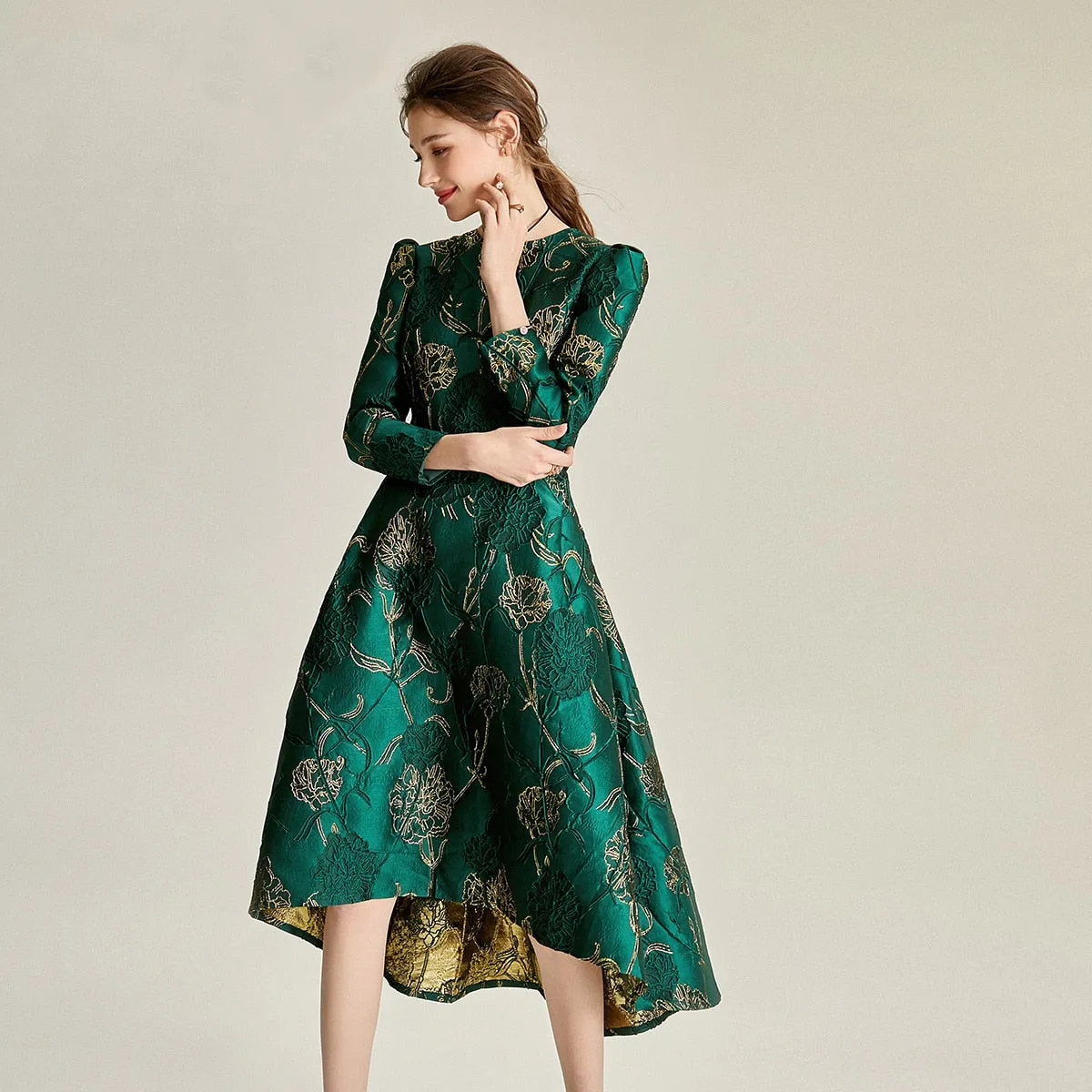 Designer Swan Jacquard Dress