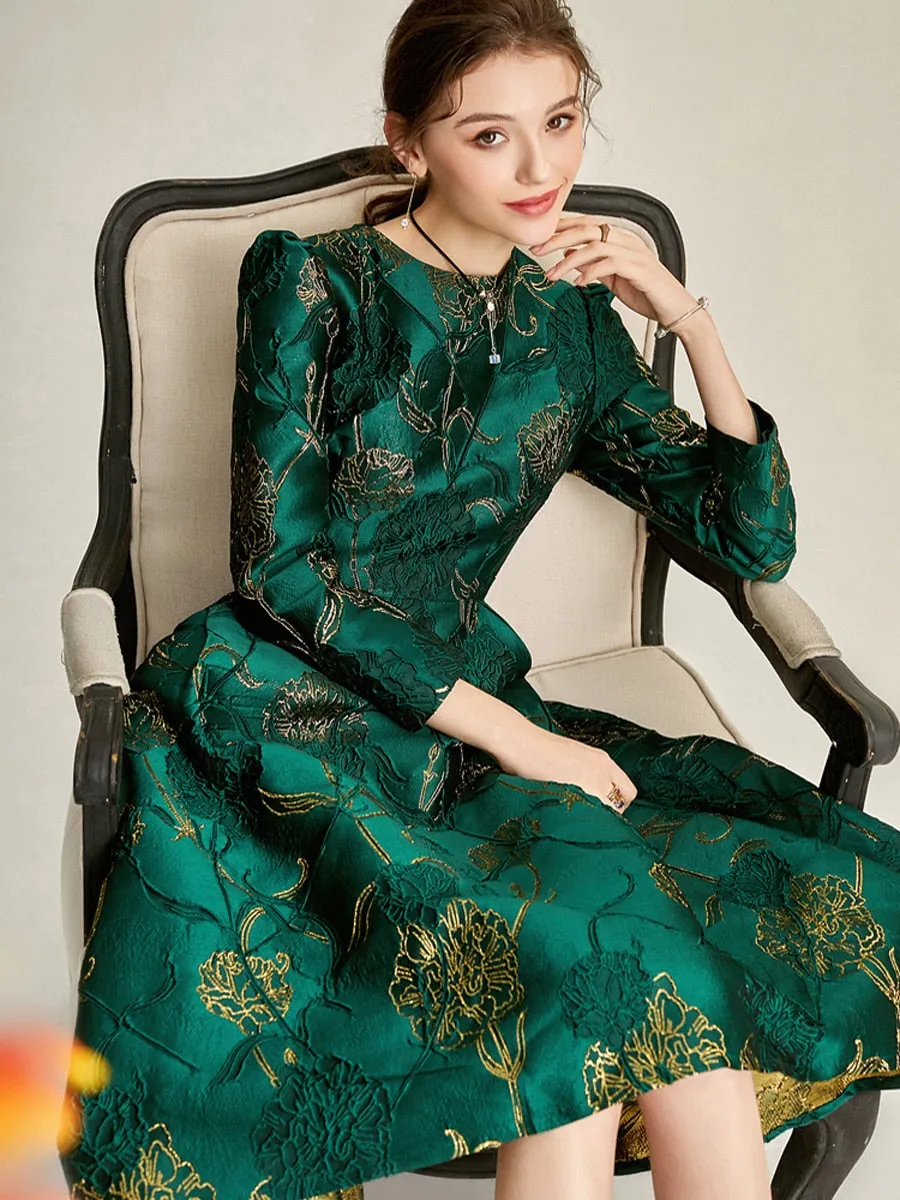Designer Swan Jacquard Dress