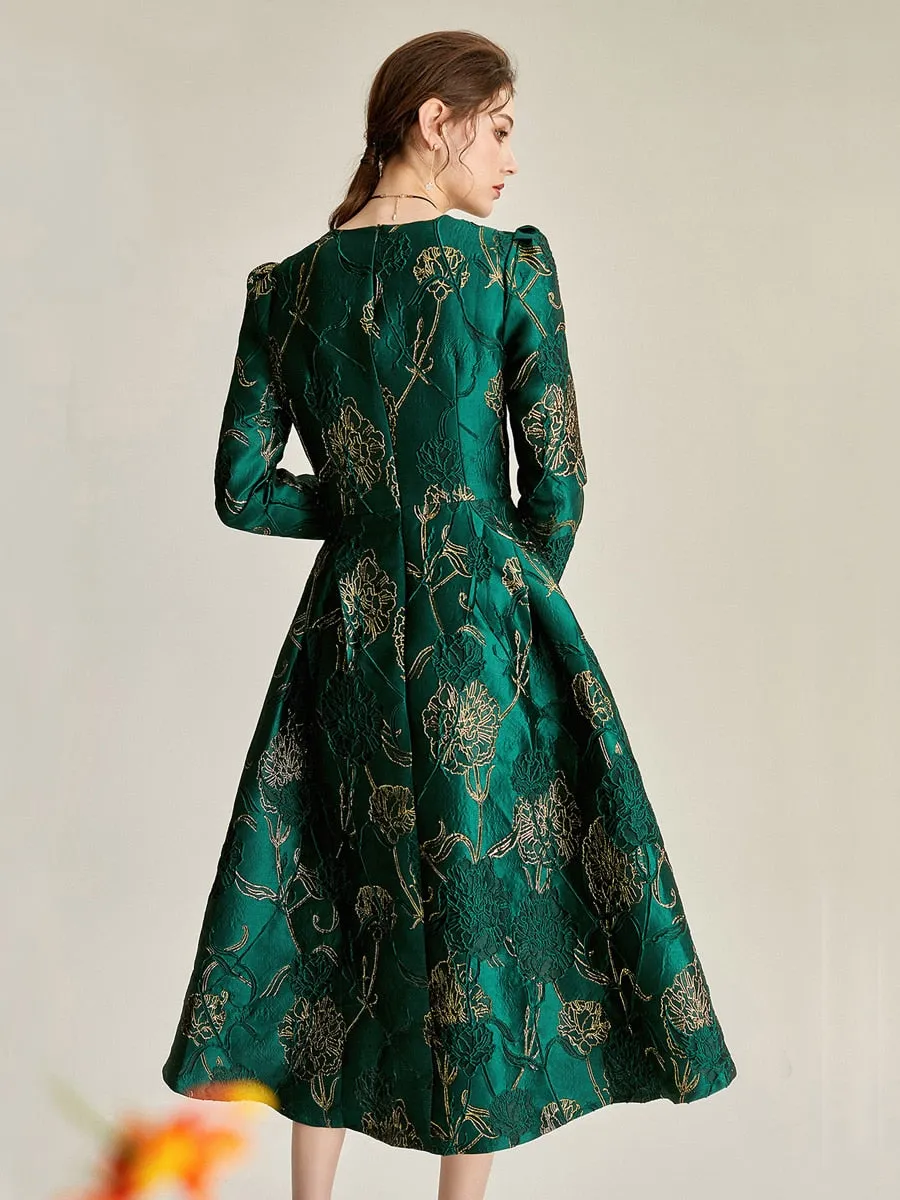 Designer Swan Jacquard Dress