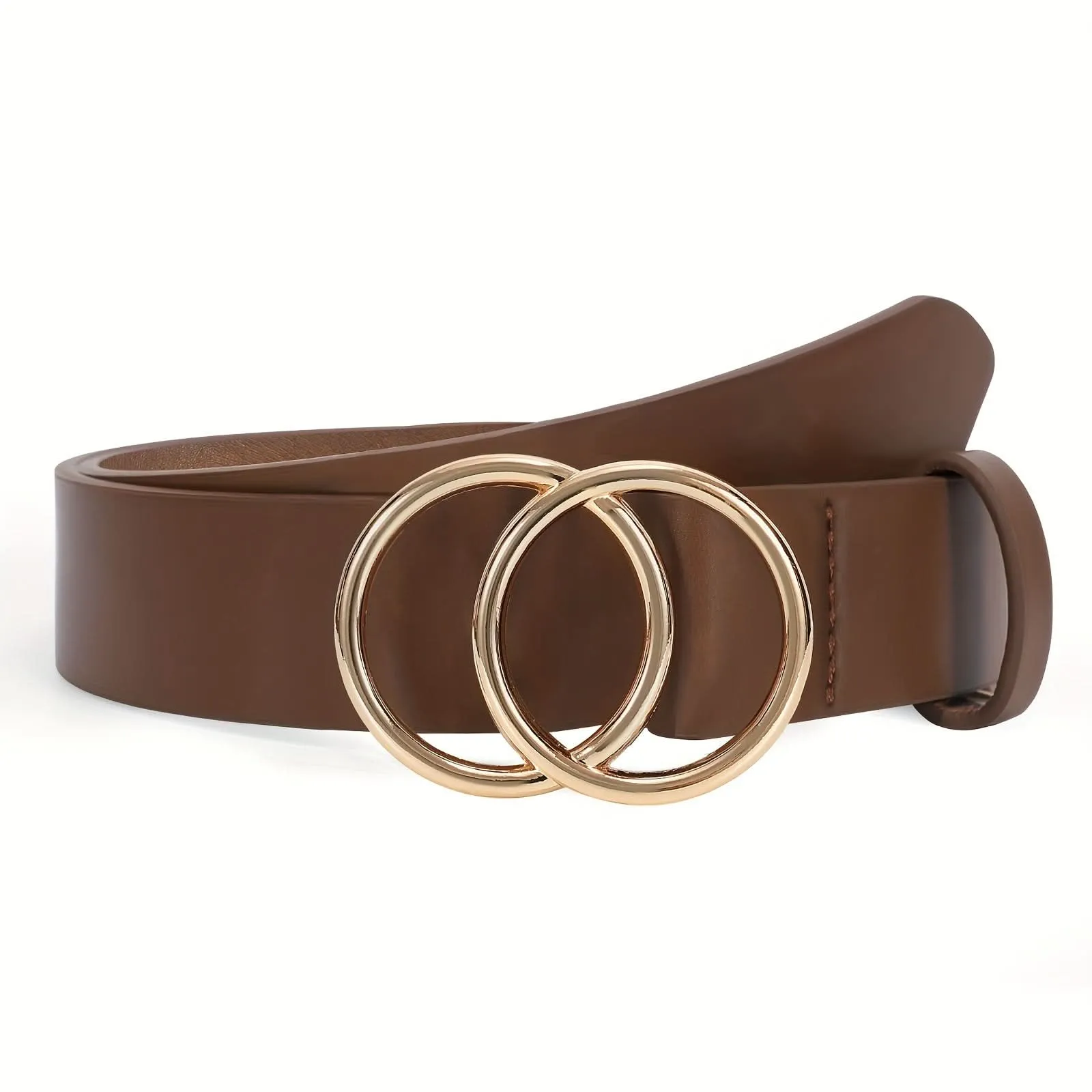 Double O-Ring PU Leather Waist Belt