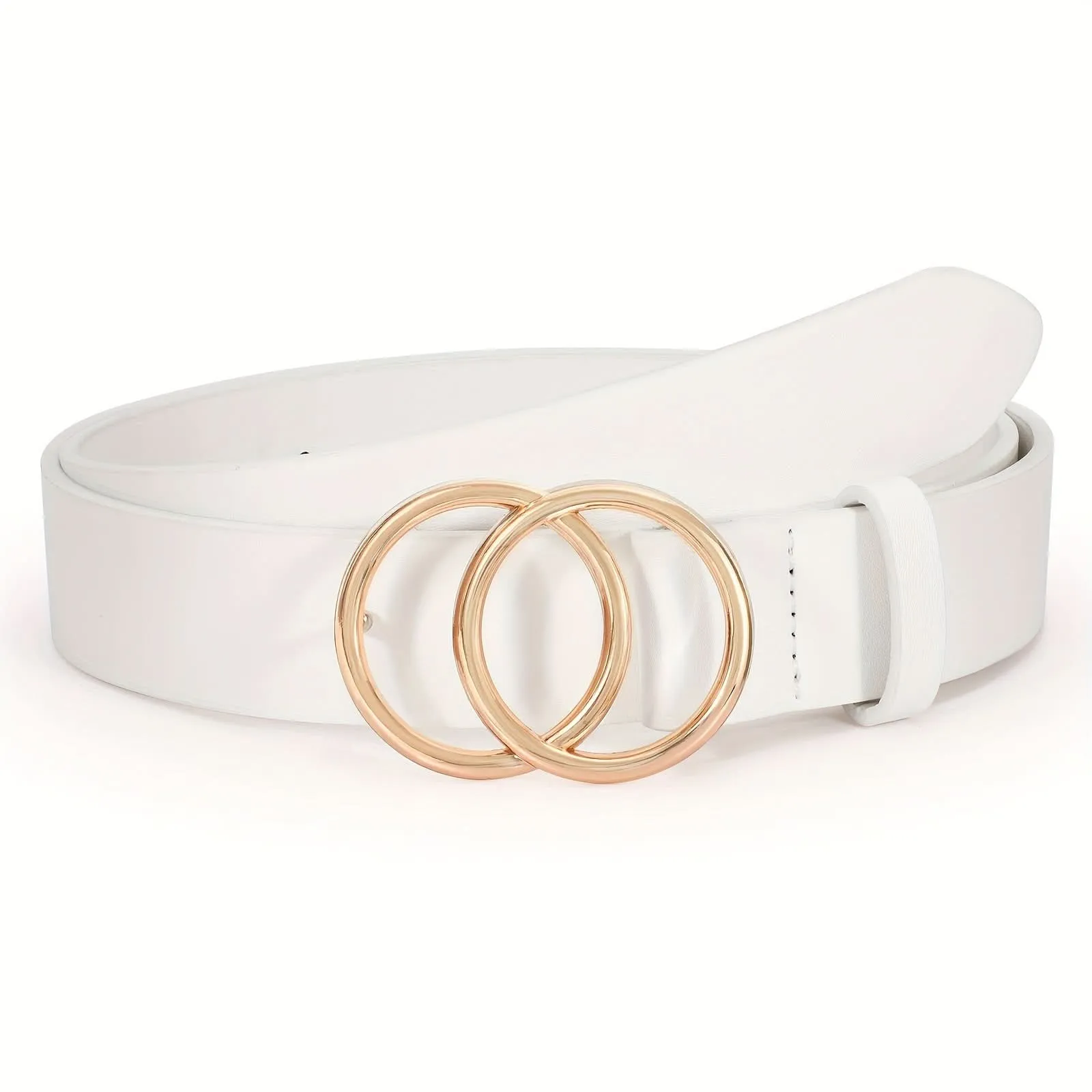 Double O-Ring PU Leather Waist Belt