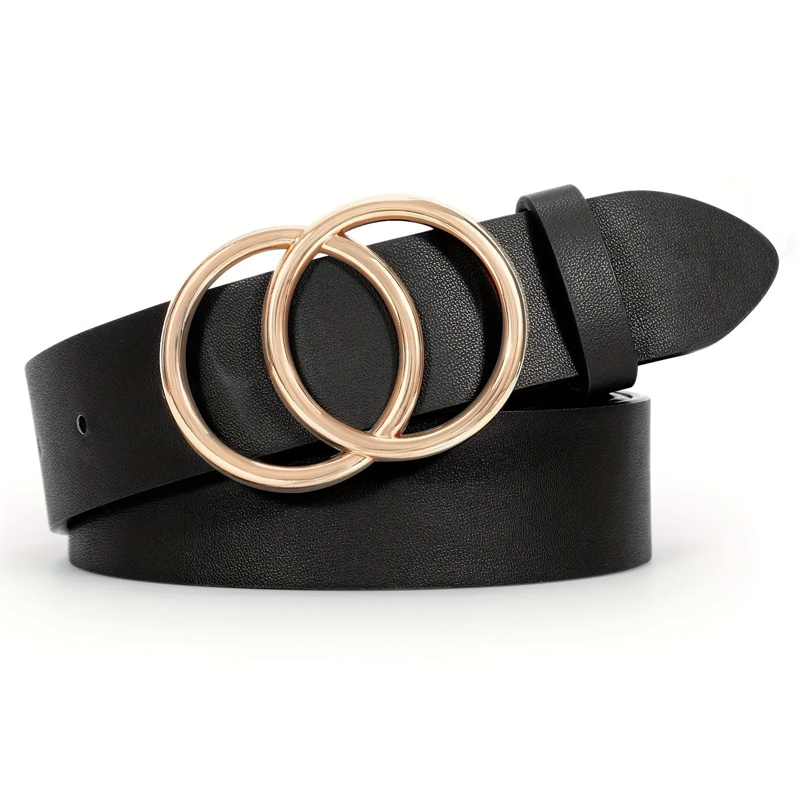 Double O-Ring PU Leather Waist Belt