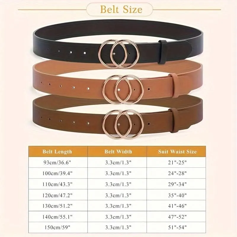 Double O-Ring PU Leather Waist Belt