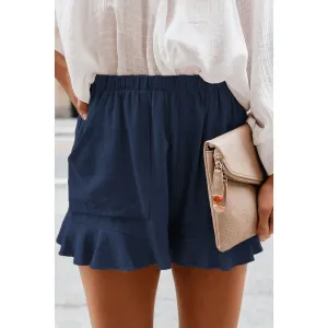 DressBetty - Women High Waist Elastic Pockets Ruffles Shorts