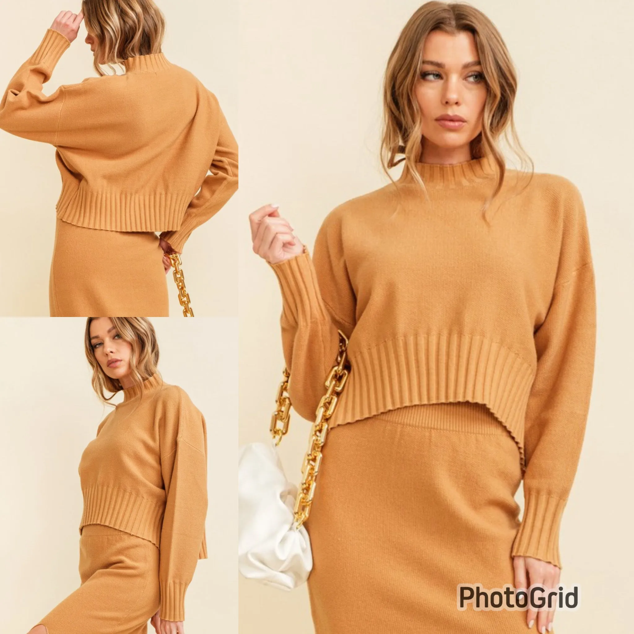 Eileen Mock Neck Sweater: Camel