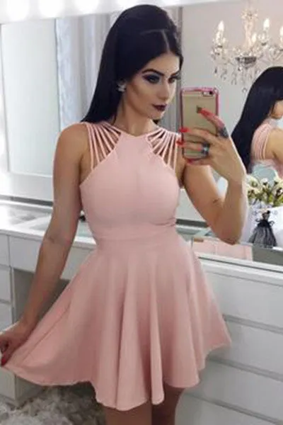 Elegant A Line Satin Mini Cocktail Dresses Homecoming Dresses