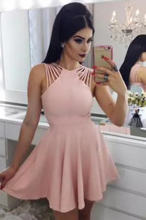 Elegant A Line Satin Mini Cocktail Dresses Homecoming Dresses