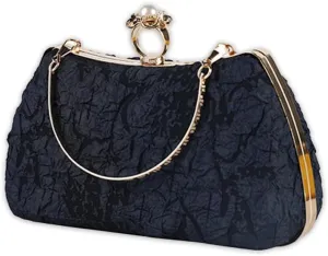 Elegant Ladies Evening Bag Pearl Clutch Bridal Wedding Purse with Detachable Chain - Stylish Beaded Handbag for Special Occasions(Blue)