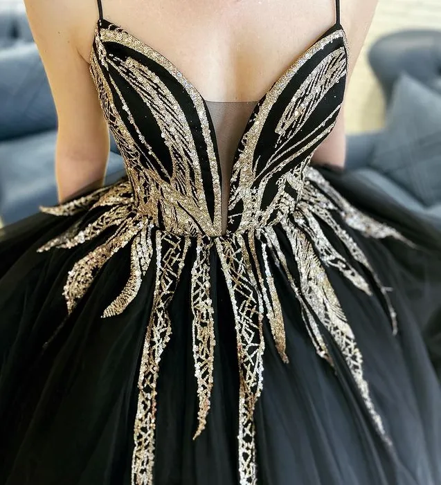 Elegant Spahgetti Straps Tulle A-line Long Prom Dresses Online,SFPD0115