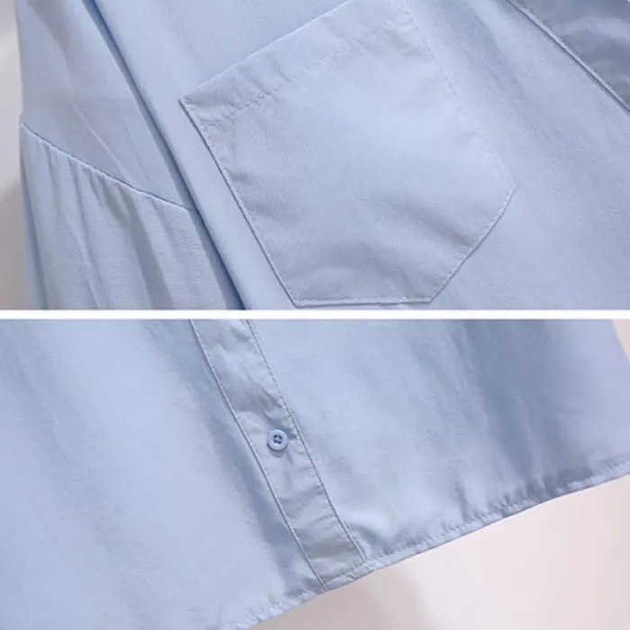 Fake Two Pieces Lapel T-Shirt Pocketed Denim Shorts