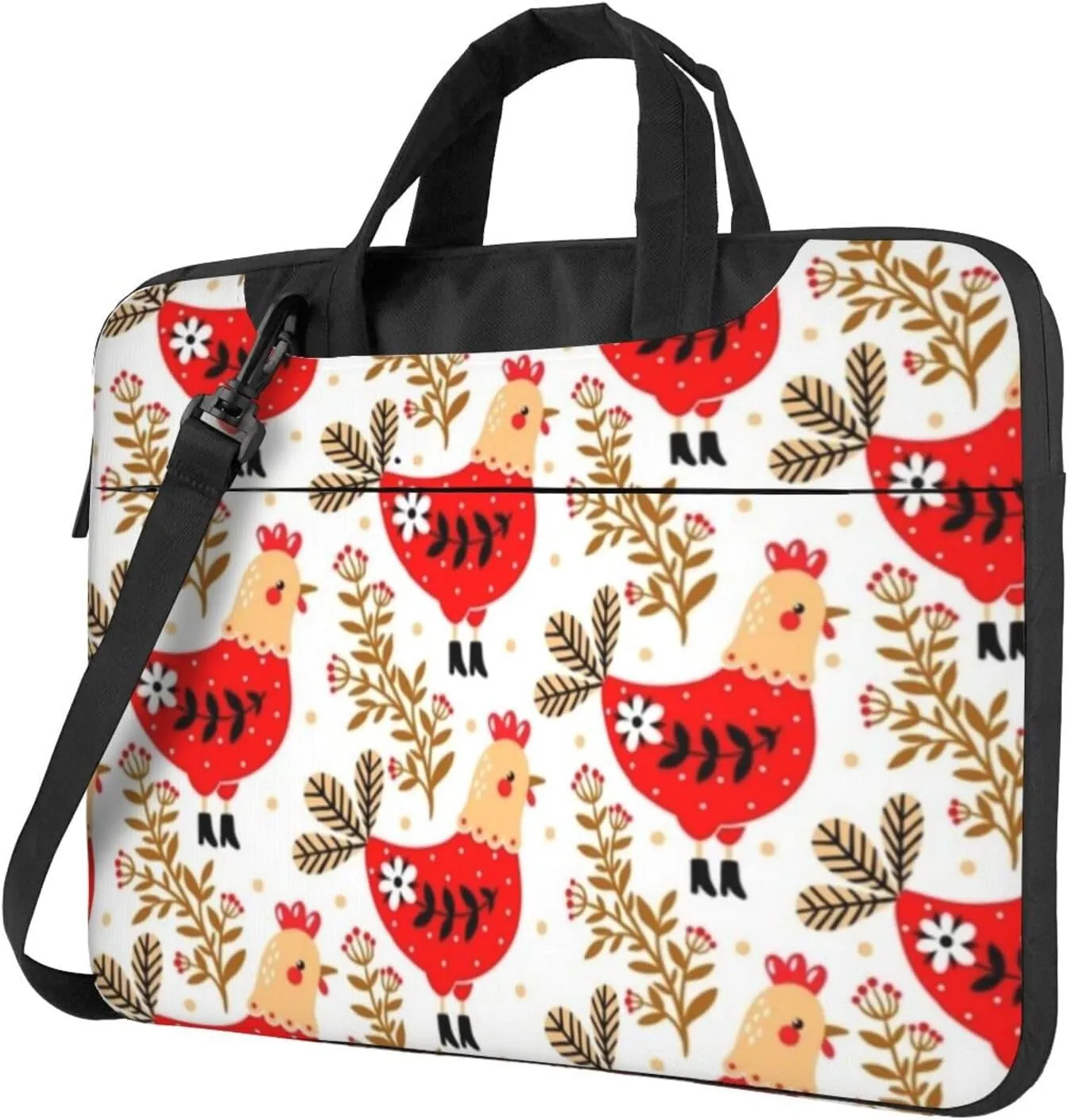 Farmhouse Chickens Floral Stylish 13-15.6 Inch Laptop Bag For Man And Women, Computer Messenger Bag, Trendy Shoulder Strap Design