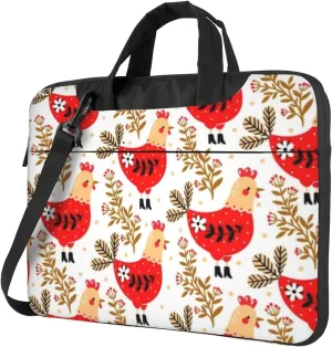 Farmhouse Chickens Floral Stylish 13-15.6 Inch Laptop Bag For Man And Women, Computer Messenger Bag, Trendy Shoulder Strap Design