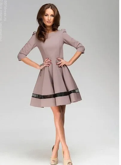 Fashion Long Sleeves Pure Color Short Dress