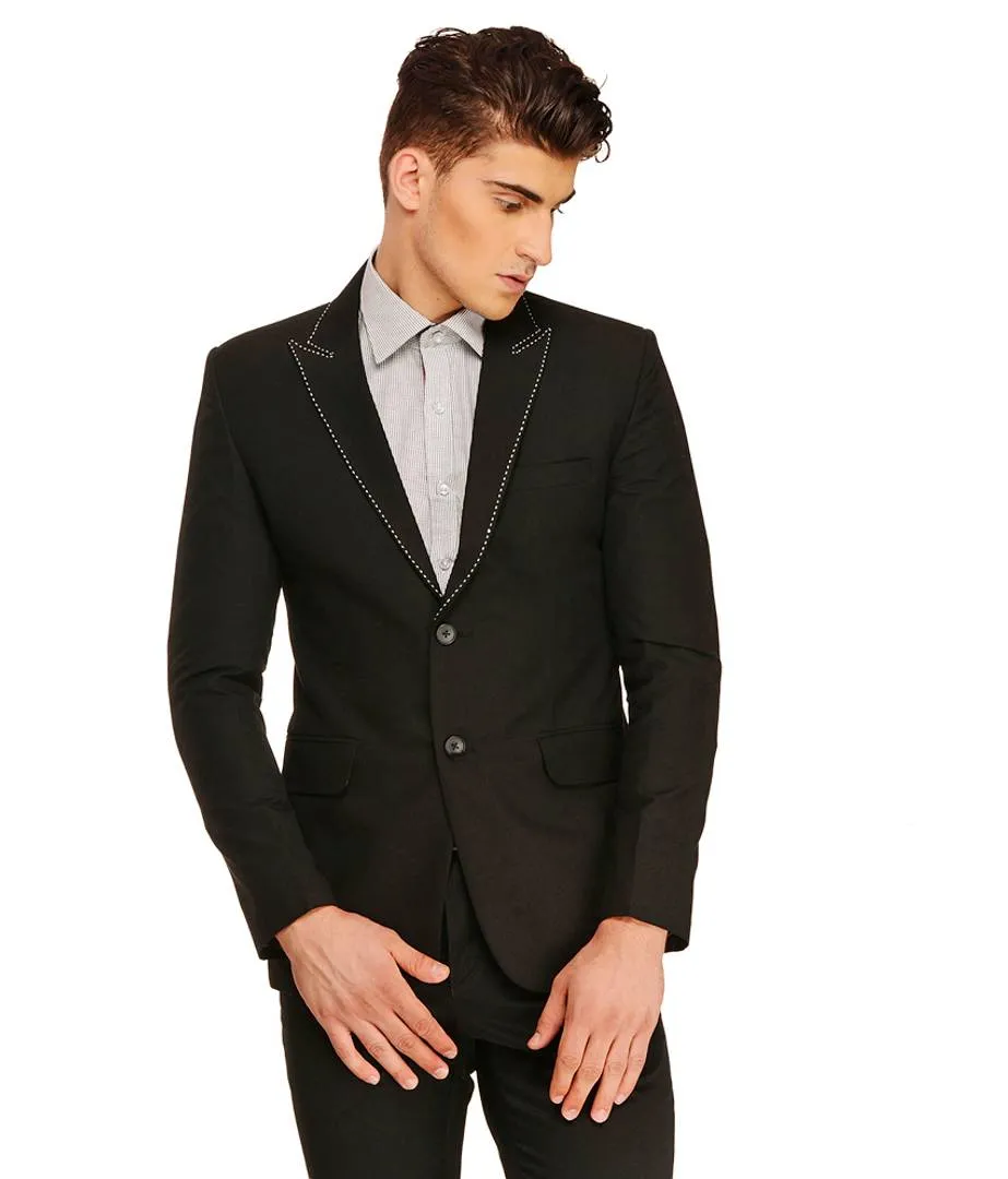 Fashionable Black Polyviscose Jacket For Men
