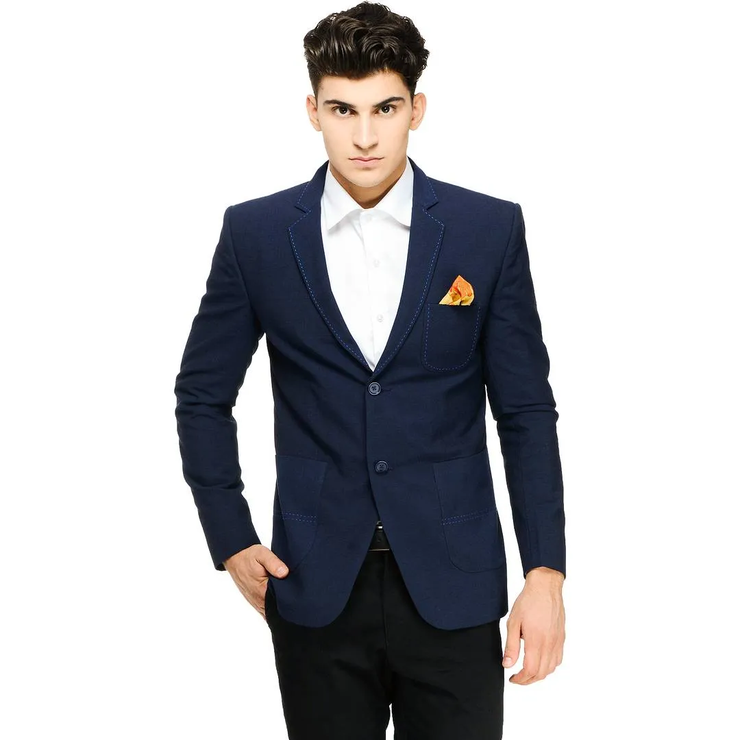 Fashionable Blue Polyviscose Jacket For Men