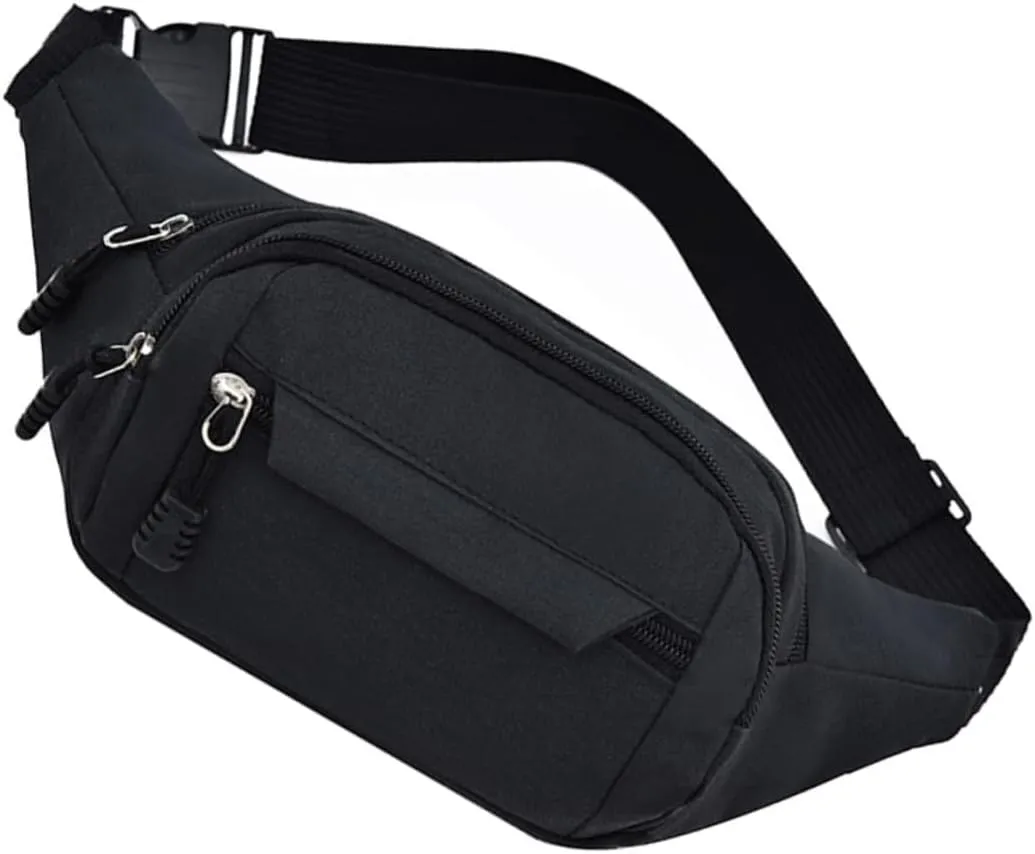 FAVOMOTO Durable Oxford Cloth Waist Bag for Men Running Belt Fanny Pack for Outdoor Sports Capacity Travel Pocket Stylish Design for Daily Use Black