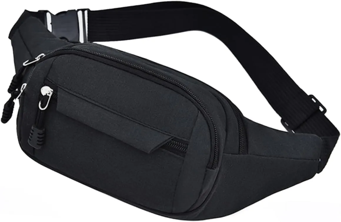 FAVOMOTO Durable Oxford Cloth Waist Bag for Men Running Belt Fanny Pack for Outdoor Sports Capacity Travel Pocket Stylish Design for Daily Use Black