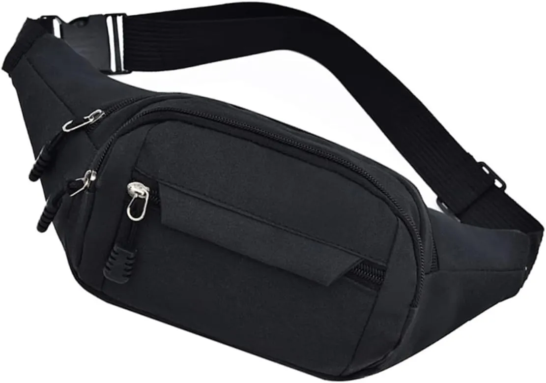 FAVOMOTO Durable Oxford Cloth Waist Bag for Men Running Belt Fanny Pack for Outdoor Sports Capacity Travel Pocket Stylish Design for Daily Use Black