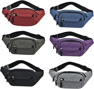 FAVOMOTO Durable Oxford Cloth Waist Bag for Men Running Belt Fanny Pack for Outdoor Sports Capacity Travel Pocket Stylish Design for Daily Use Black