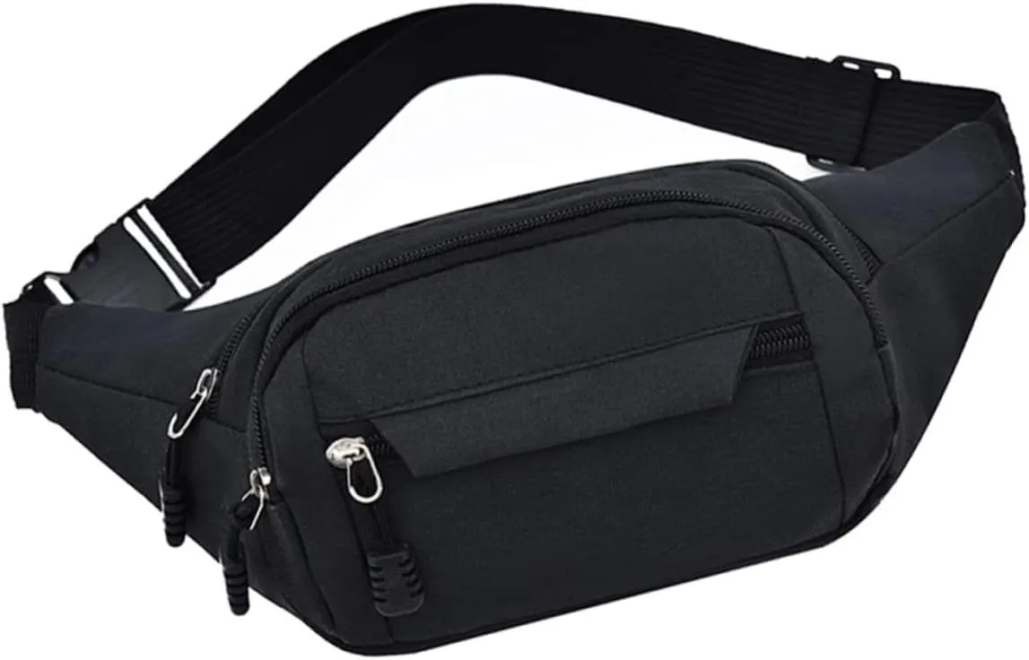 FAVOMOTO Durable Oxford Cloth Waist Bag for Men Running Belt Fanny Pack for Outdoor Sports Capacity Travel Pocket Stylish Design for Daily Use Black