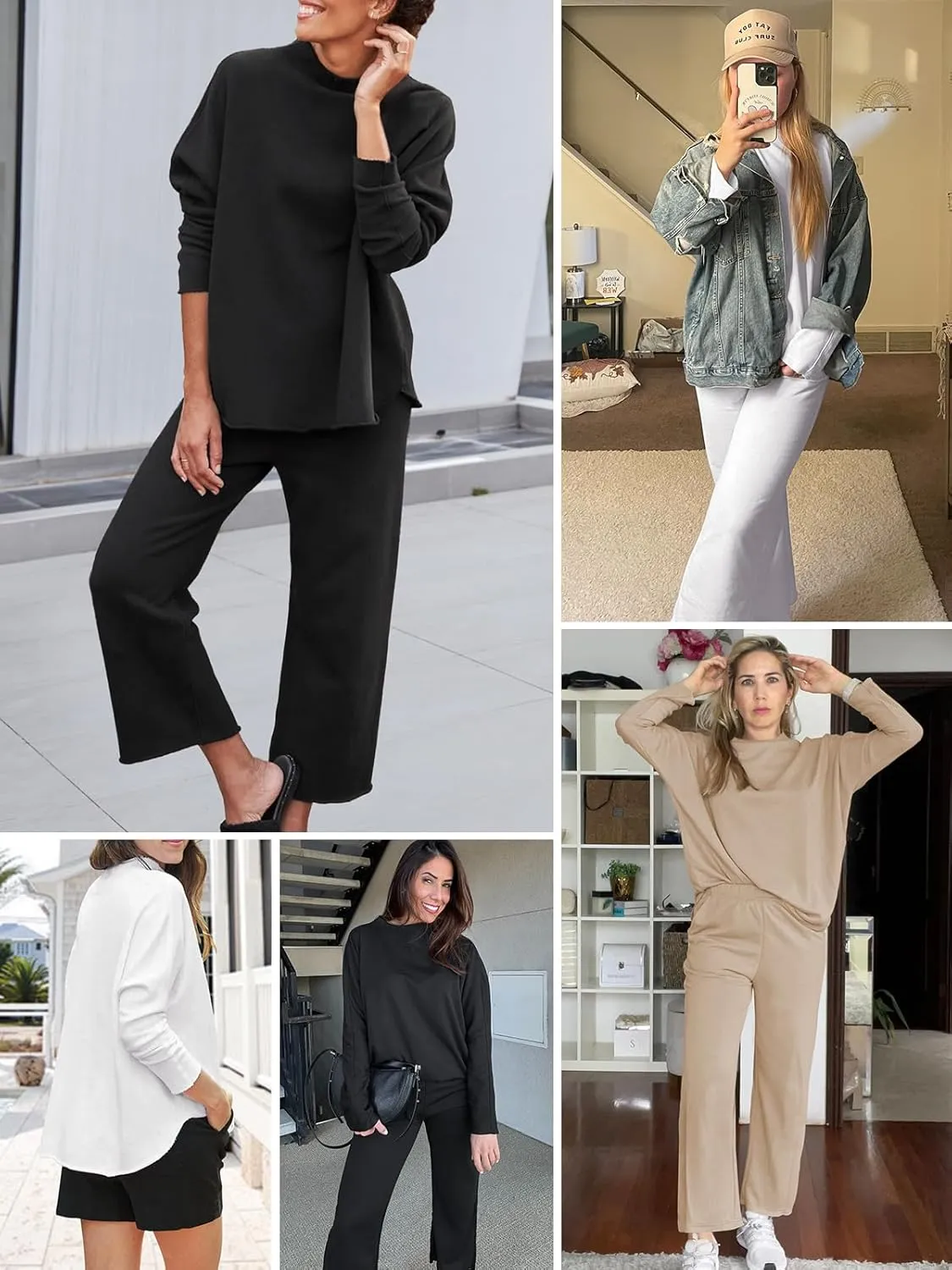 Feager Two Piece Sweat Sets Outfits Fall Fashion Casual Trendy Lounge Sweatsuits Cozy Knit Sweat Loungewear Set